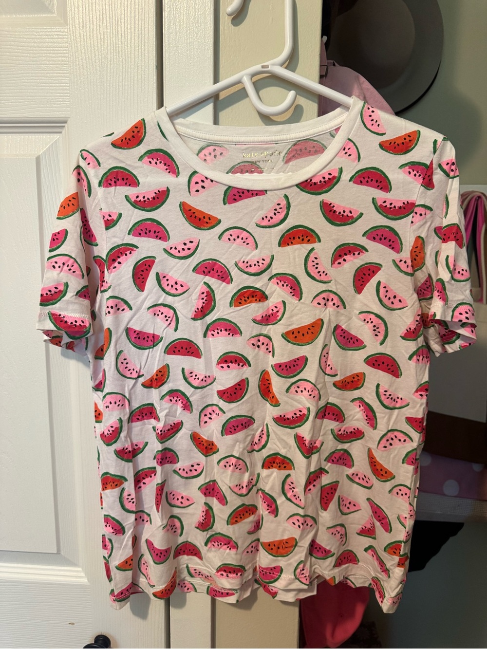 kate spade White Tee with Pink & Green Watermelon Print